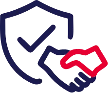 Icon: Sigel mit Haken und ein Handschlag