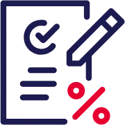 Icon – Dokument, Stift und Prozentzeichen